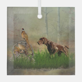 ドイツ語の短いポインタ(GSP) ガラスオーナメント