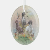 ドイツ語の短いポインタ(GSP) ガラスオーナメント (正面左)