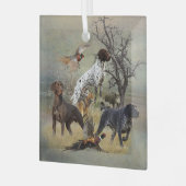 ドイツ語の短いポインタ(GSP) ガラスオーナメント (正面左)