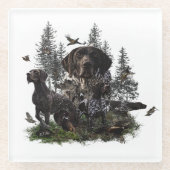 ドイツ語の短いポインタ(GSP) ガラスコースター (正面)