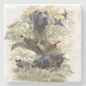 ドイツ語の短いポインタ(GSP) ストーンコースター (正面)