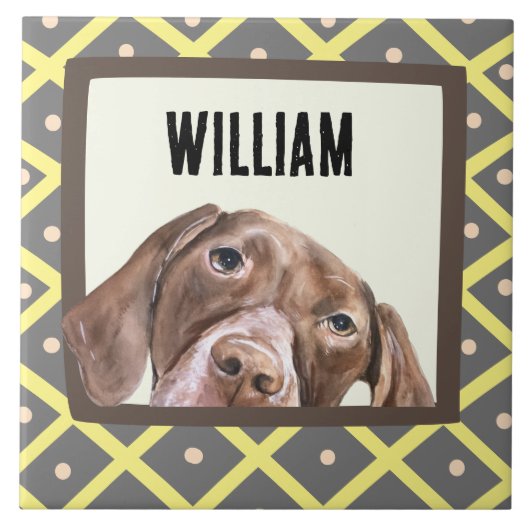 ドイツ語の短毛ポインタカスタムのフォトフレーム タイル (正面)