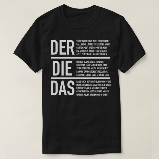 ドイツ語の記事ドイツ語のワークシート Tシャツ (デザイン正面)