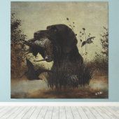 ドイツ語の金髪のポインタを持つウッドコック狩り キャンバスプリント (インサイチュ (ウッドフロア))