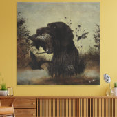 ドイツ語の金髪のポインタを持つウッドコック狩り キャンバスプリント (インサイチュ (リビング))