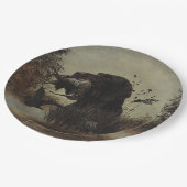 ドイツ語の金髪のポインタを持つウッドコック狩り ペーパープレート (アングル)