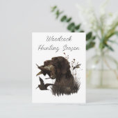ドイツ語の金髪のポインタを持つウッドコック狩り ポストカード (スタンド正面)