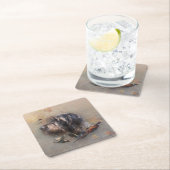 ドイツ語の金髪ポインタ スクエアペーパーコースター (インサイチュ)