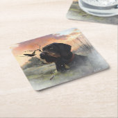 ドイツ語の金髪ポインタ スクエアペーパーコースター (アングル)