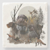 ドイツ語の金髪ポインタ ストーンコースター (正面)