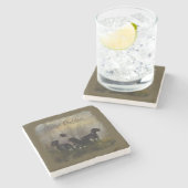 ドイツ語の金髪ポインタ ストーンコースター (横)