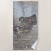 ドイツ語の金髪ポインタ ビーチタオル (正面)