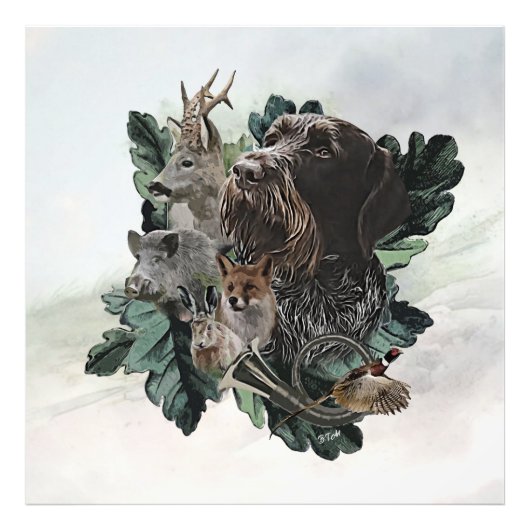 ドイツ語の金髪ポインタ フォトプリント            (正面)