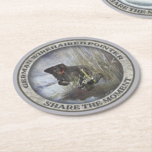 ドイツ語の金髪ポインタ ラウンドペーパーコースター (アングル)