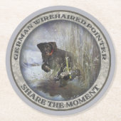 ドイツ語の金髪ポインタ ラウンドペーパーコースター (正面)