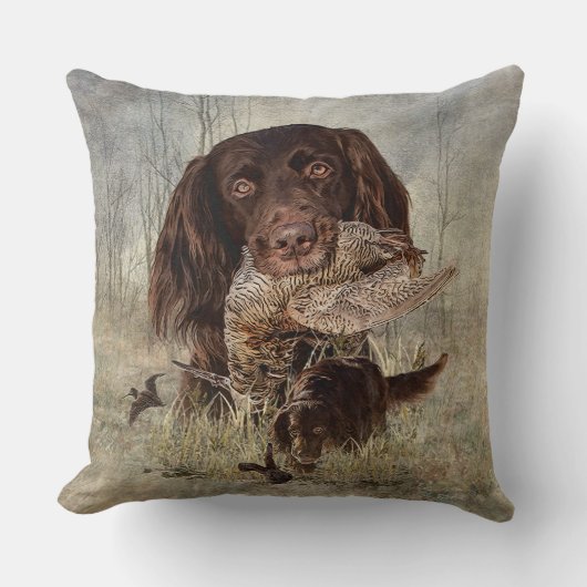 ドイツ語の長髪のポインタ クッション (正面)