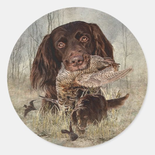 ドイツ語の長髪のポインタ ラウンドシール (正面)