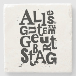 ドイツ語の「ハッピーバースデー」リノプリントストーンコースター ストーンコースター