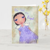 ドイツ語のdu bistのein Engel (天使です) カード (黄色い花)