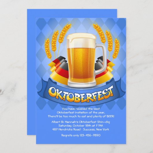 ドイツ語はオクトーバーフェストの招待状を着色します 招待状 (正面/裏面)