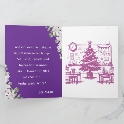 ドイツ語カード先生への挨拶 カード (内部)