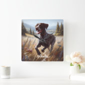 ドイツ語ショートエア走ポインタ スクエア壁時計 (ホーム)