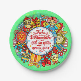 ドイツ語ハッピークリスマス&ハッピーニューイヤー9"紙P ペーパープレート
