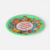 ドイツ語ハッピークリスマス&ハッピーニューイヤー9"紙P ペーパープレート (アングル)