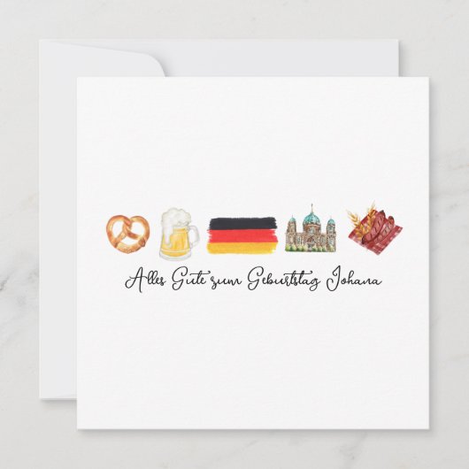 ドイツ語ハッピーバースデーカード、アレグテズムゲブルスト シーズンカード (正面)