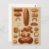 ドイツ語パンイラストレーションヴィンテージクックブック ポストカード (正面/裏面)