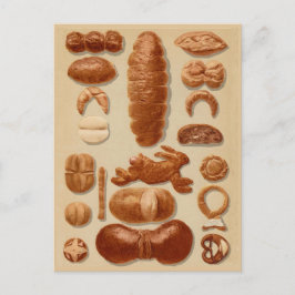 ドイツ語パンイラストレーションヴィンテージクックブック ポストカード