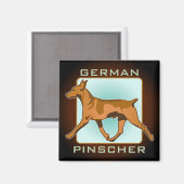 ドイツ語ピンシャーバッジ、正方形 マグネット (正面/裏面)
