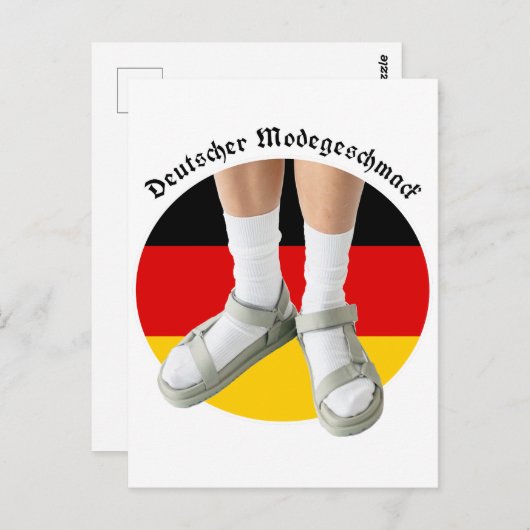 ドイツ語ファッション味ホワイトソックサンダルステレオタイプ ポストカード (正面/裏面)