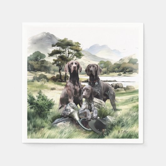 ドイツ語ポインタ スタンダードカクテルナプキン (正面)