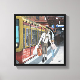 ドイツ語小妖精や小人ファミリートリップファンタジーアートキャンバスプリント キャンバスプリント