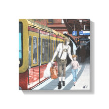 ドイツ語小妖精や小人ファミリートリップファンタジーアートキャンバスプリント