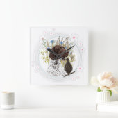 ドイツ語短いポインタ(GSP) スクエア壁時計 (ホーム)