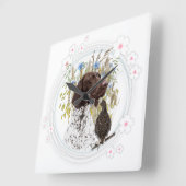 ドイツ語短いポインタ(GSP) スクエア壁時計 (傾斜)