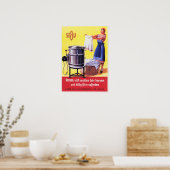 ドイツ語1935電気洗濯機レトロ広告 ポスター (キッチン)