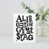 ドイツ語"ハッピーバースデー"リノプリントはがき ポストカード (スタンド正面)