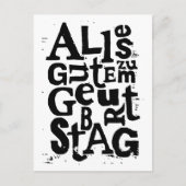 ドイツ語"ハッピーバースデー"リノプリントはがき ポストカード (正面)