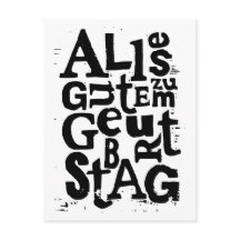 ドイツ語"ハッピーバースデー"リノプリントはがき