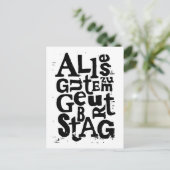 ドイツ語"ハッピーバースデー"リノプリントはがき 案内ポストカード (スタンド正面)