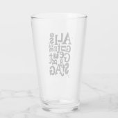 ドイツ語"ハッピーバースデー"リノプリントガラス杯 タンブラーグラス (裏面)