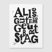 ドイツ語「ハッピーバースデー」リノプリント磁気カード (正面)