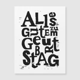 ドイツ語「ハッピーバースデー」リノプリント磁気カード