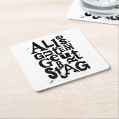 ドイツ語"ハッピーバースデー"リノプリント スクエアペーパーコースター (アングル)