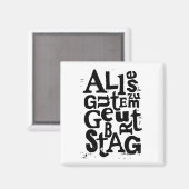 ドイツ語"ハッピーバースデー"リノプリント マグネット (正面/裏面)