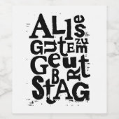 ドイツ語"ハッピーバースデー"リノプリント ワインラベル (シングルラベル)