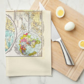 ドイツ語 – 極地図 キッチンタオル (四つ折り)